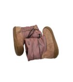 Cizme copii Naturino 25, piele intoarsa, material textil, maro, imblanite - imagine 4