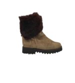 Cizme copii 34, imitatie de piele, maro, imblanite