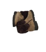 Cizme copii 34, imitatie de piele, maro, imblanite - imagine 4