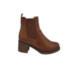 Botine dama 38, imitatie de piele, maro