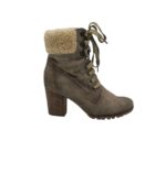 Ghete dama 38, piele intoarsa, gri