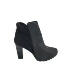 Botine dama 39, imitație de piele, material textil, negru