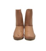 Cizme dama 38, imitatie de piele, bej, imblanite - imagine 3