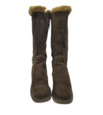 Cizme dama 39, piele intoarsa, maro, imblanite - imagine 3