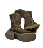 Cizme dama 39, piele intoarsa, maro, imblanite - imagine 4