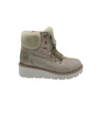 Ghete dama S'oliver 41, imitație de piele, material textil, gri, imblanite