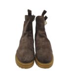 Ghete dama Vesterbro 39, piele intoarsa, maro, imblanite - imagine 3