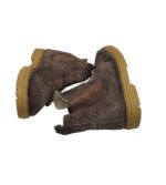 Ghete dama Vesterbro 39, piele intoarsa, maro, imblanite - imagine 4