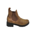 Botine dama 39, imitatie de piele, material textil, maro