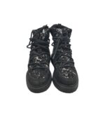 Ghete dama Fanky Shoes 38, material textil, negru, imblanite - imagine 3