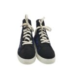 Tenisi barbati Fashion 42, imitatie de piele, negru albastru - imagine 3