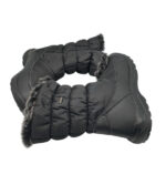 Cizme dama 39, imitație de piele, material textil, negru, imblanite - imagine 4