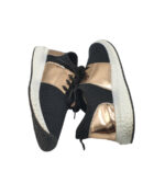 Adidasi dama 38, imitatie de piele, material textil, negru auriu - imagine 4