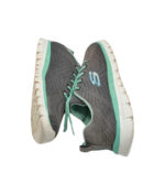 Adidasi dama Skechers, 40, material textil, gri - imagine 4