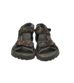 Sandale barbati 41, material textil, maro negru - imagine 3