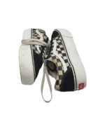 Tenisi dama Vans 36.5, material textil, piele intoarsa, alb negru - imagine 4
