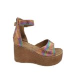Sandale dama 40, imitație de piele, multicolor