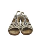 Sandale dama Rieker, 39, imitatie de piele, material textil, crem - imagine 3