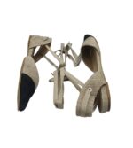 Sandale dama Ras, 40, piele intoarsa, material textil, crem - imagine 2