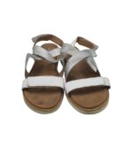 Sandale dama Land'S End, 42, material textil, piele, alb gri - imagine 3