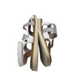 Sandale dama Land'S End, 42, material textil, piele, alb gri - imagine 4