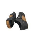 Saboti dama 36, imitatie de piele, negru - imagine 4