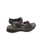 Sandale barbati Rieker, 42, imitatie de piele, material textil, negru