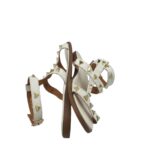 Sandale dama 40, imitatie de piele, alb - imagine 4