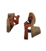 Sandale dama Caprice, 40, material textil, piele, maro - imagine 3