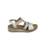 Sandale dama Rieker, 41, imitatie de piele, material textil, alb