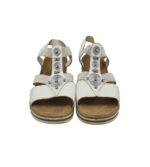 Sandale dama Rieker, 41, imitatie de piele, material textil, alb - imagine 3