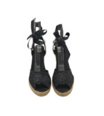 Sandale dama 40, material textil, negru - imagine 2