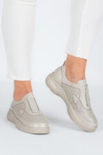 Adidasi dama Lady Conf, imitatie de piele, bej - imagine 3