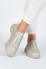 Adidasi dama Lady Conf, imitatie de piele, bej - imagine 5