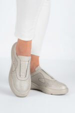 Adidasi dama Lady Conf, imitatie de piele, bej - imagine 8