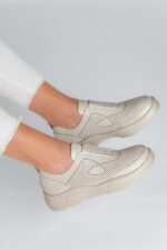 Adidasi dama Lady Conf, imitatie de piele, bej - imagine 10