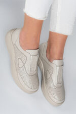 Adidasi dama Lady Conf, imitatie de piele, bej - imagine 11