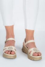 Sandale dama Lady Solea, imitatie de piele, crem - imagine 3