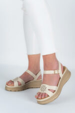 Sandale dama Lady Solea, imitatie de piele, crem - imagine 6