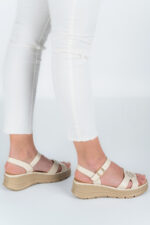 Sandale dama Lady Solea, imitatie de piele, crem - imagine 8