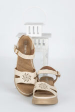 Sandale dama Lady Solea, imitatie de piele, crem - imagine 9