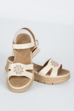 Sandale dama Lady Solea, imitatie de piele, crem - imagine 11