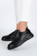 Adidasi dama Lady Conf, imitatie de piele, negru - imagine 3