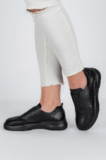 Adidasi dama Lady Conf, imitatie de piele, negru