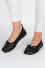 Balerini dama Lady Top, imitatie de piele, negru - imagine 3