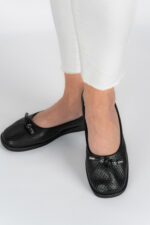 Balerini dama Lady Top, imitatie de piele, negru - imagine 4