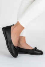 Balerini dama Lady Top, imitatie de piele, negru - imagine 5