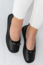 Balerini dama Lady Top, imitatie de piele, negru - imagine 8