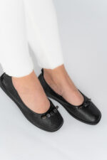 Balerini dama Lady Top, imitatie de piele, negru - imagine 10