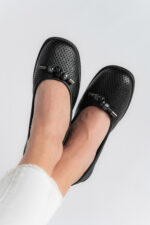 Balerini dama Lady Top, imitatie de piele, negru - imagine 12